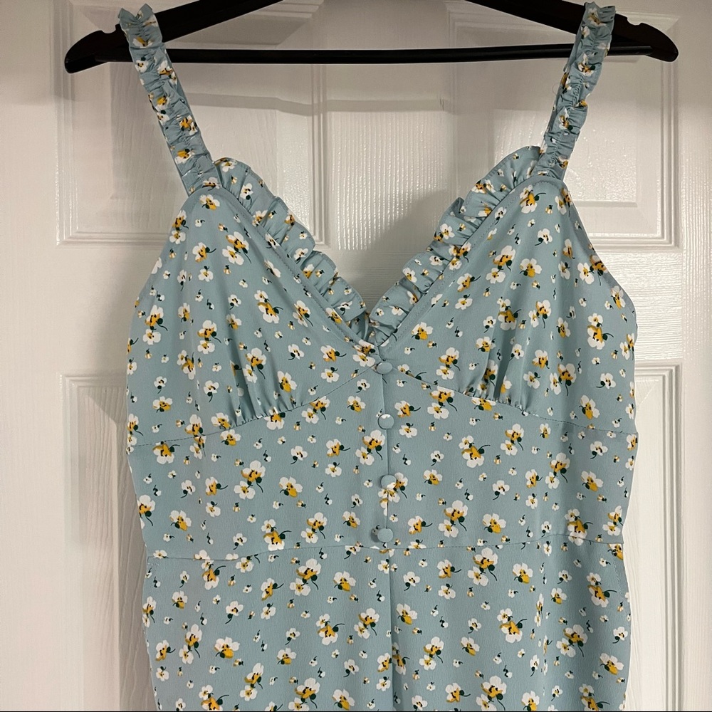 Topshop Pippa Frilled Floral Sleeveless Crop Jumpsuit Size 10 - Picture 4 of 10